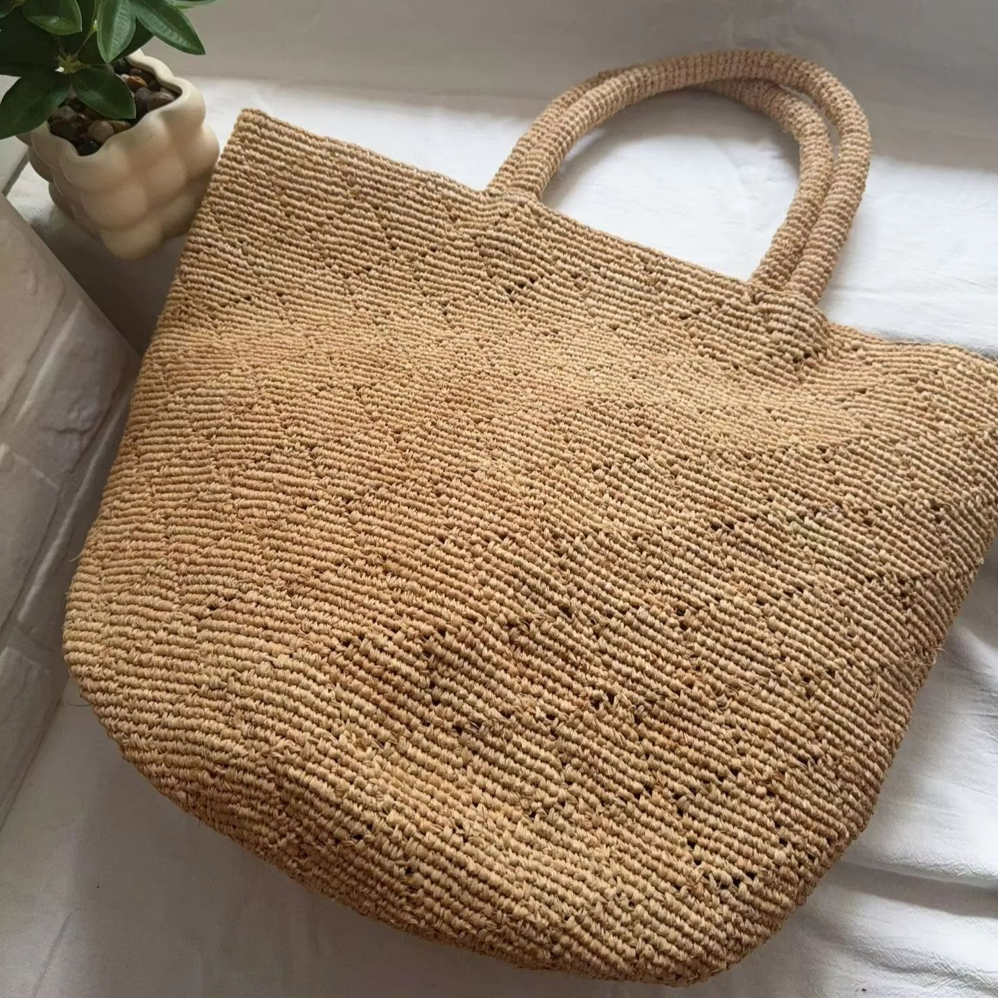 Women'S Raffia Bags - Modischer Stil Ins Häkel-Strandtasche für Damen,
