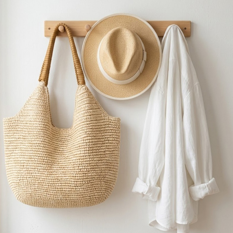 Women'S Raffia Bags - Raffia Gewebte Stroh-Schultertasche, Damen Große Kapazität